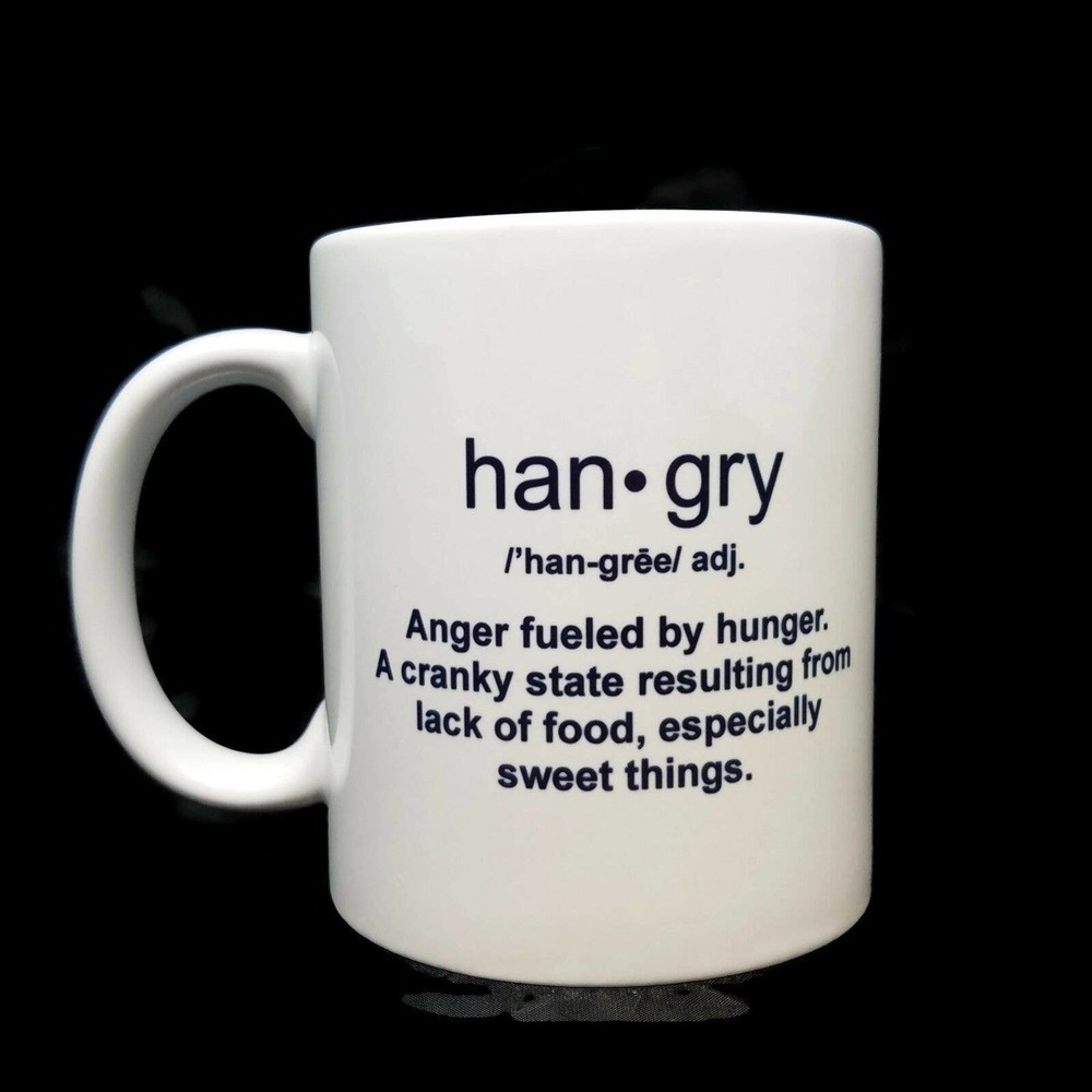 Hangry Funny Definition White Ceramic Coffee/Tea Gift Novelty Fun Cup/Mug 10oz - Picture 3 of 7